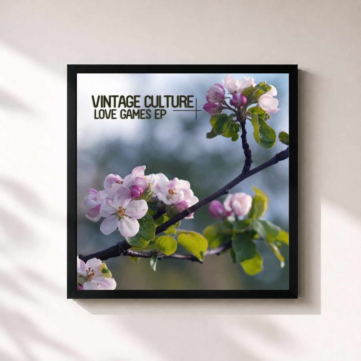#noir Tableau carré de l'album Love Games EP de Vintage Culture, cadre noir 32x32 cm