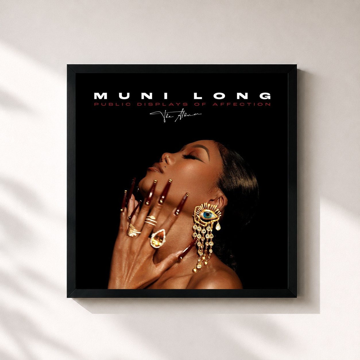 #noir Tableau carré de l'album Public Displays Of Affection: The Album de Muni Long, cadre noir 32x32 cm