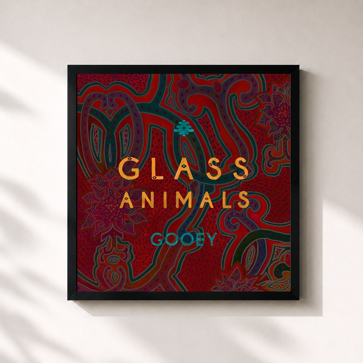 #noir Tableau carré de l'album Gooey de Glass Animals, cadre noir 32x32 cm