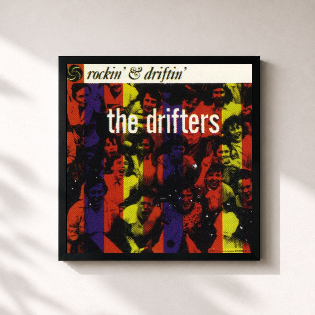 #noir Tableau carré de l'album Clyde McPhatter & The Drifters de The Drifters, cadre noir 32x32 cm