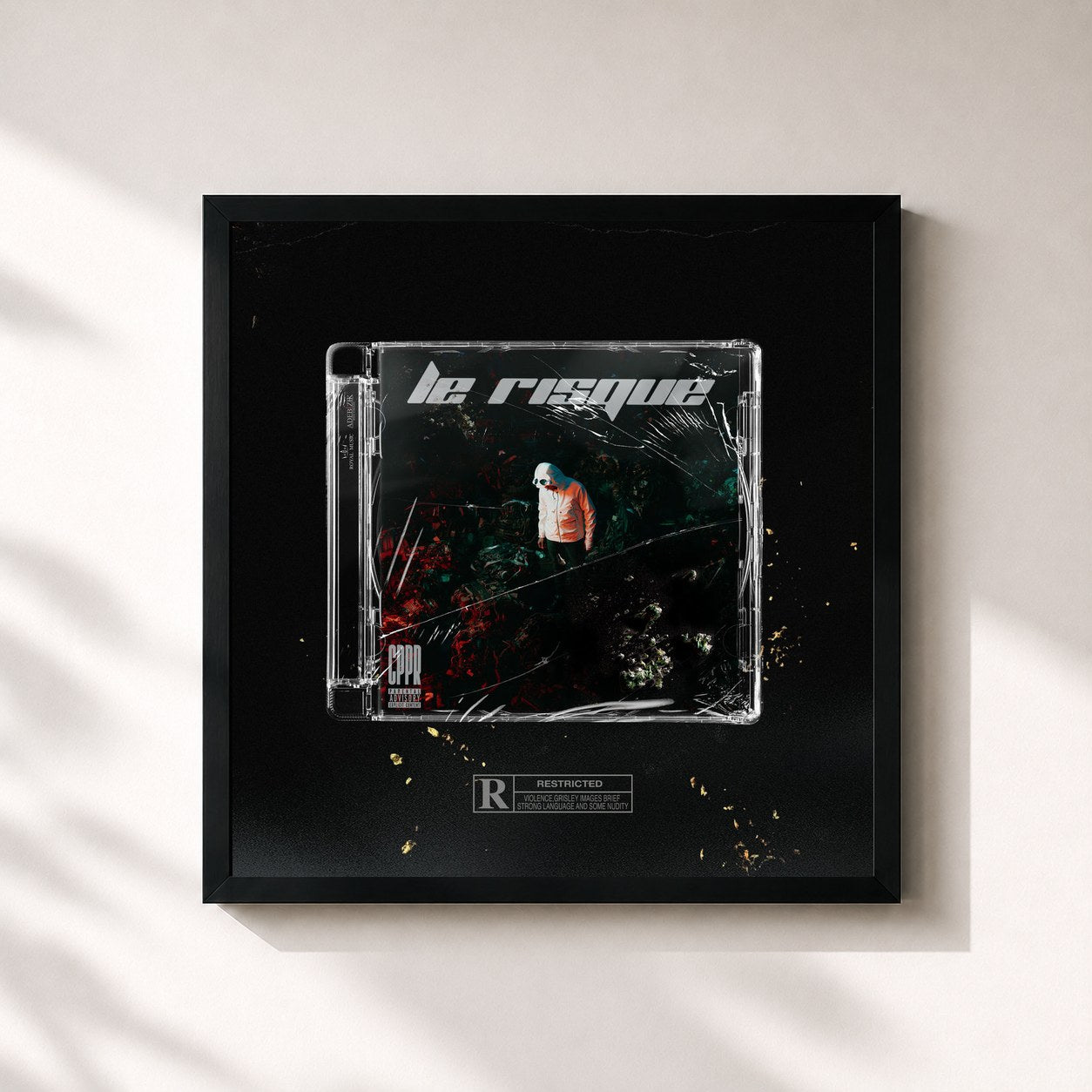 #noir Tableau carré de l'album CPPR de LE RISQUE, cadre noir 32x32 cm