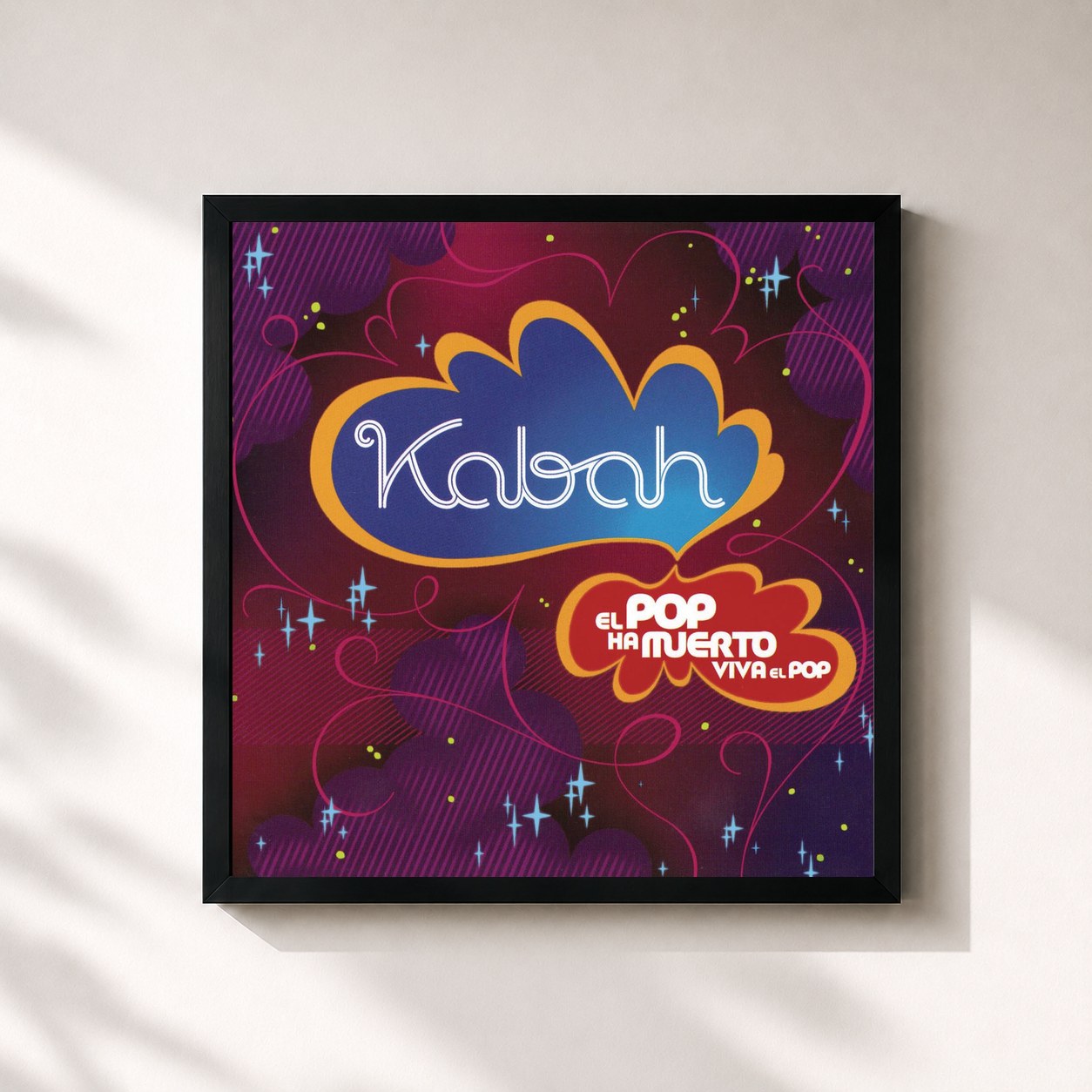 #noir Tableau carré de l'album El Pop Ha Muerto Viva el Pop de Kabah, cadre noir 32x32 cm
