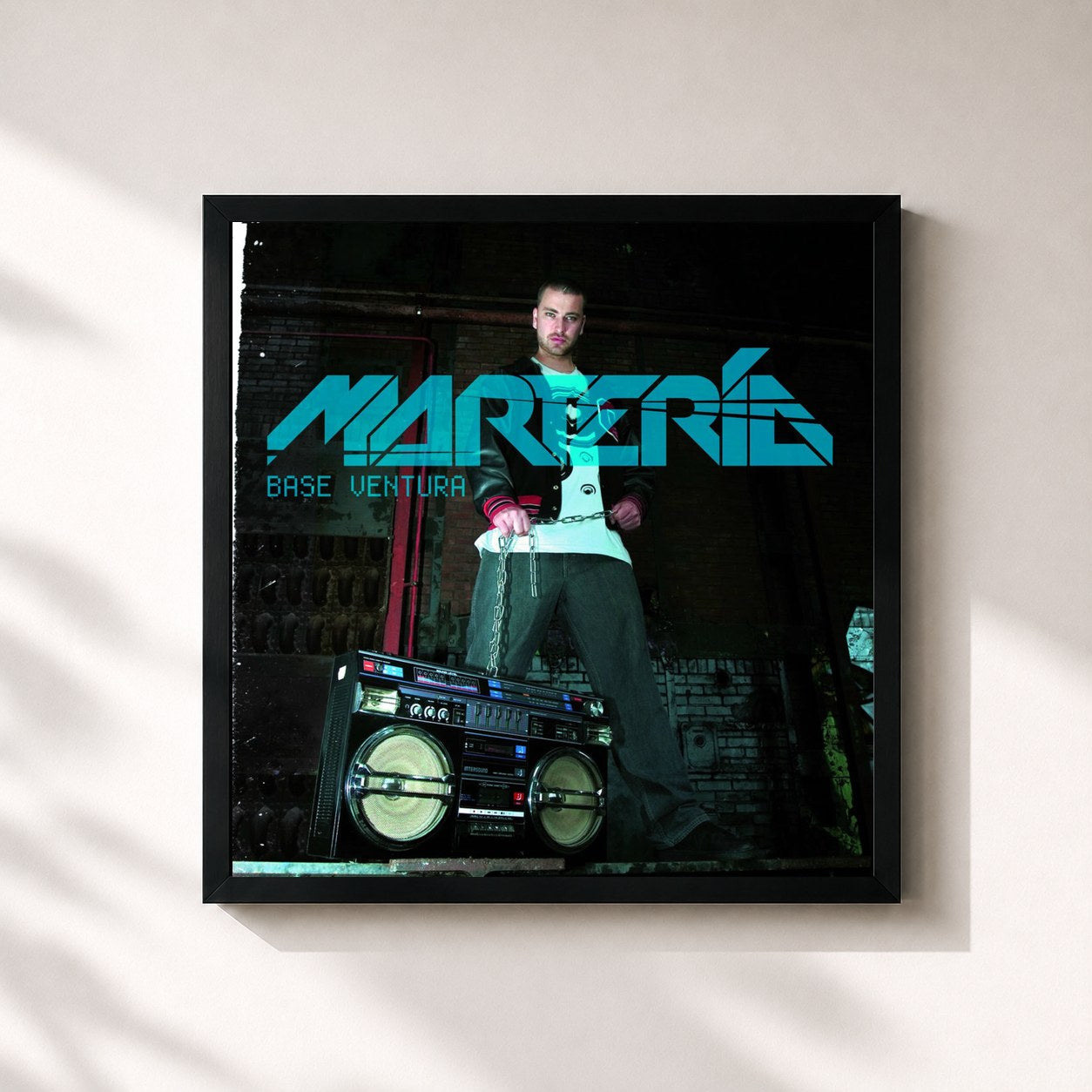 #noir Tableau carré de l'album Base Ventura de Marteria, cadre noir 32x32 cm