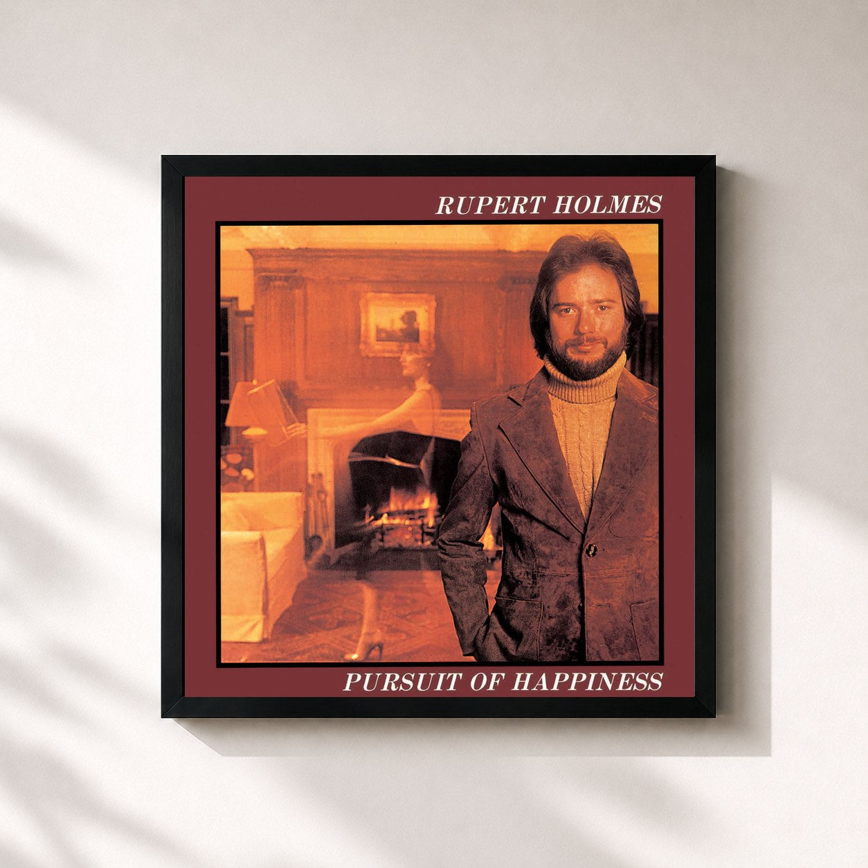 #noir Tableau carré de l'album Pursuit Of Happiness de Rupert Holmes, cadre noir 32x32 cm
