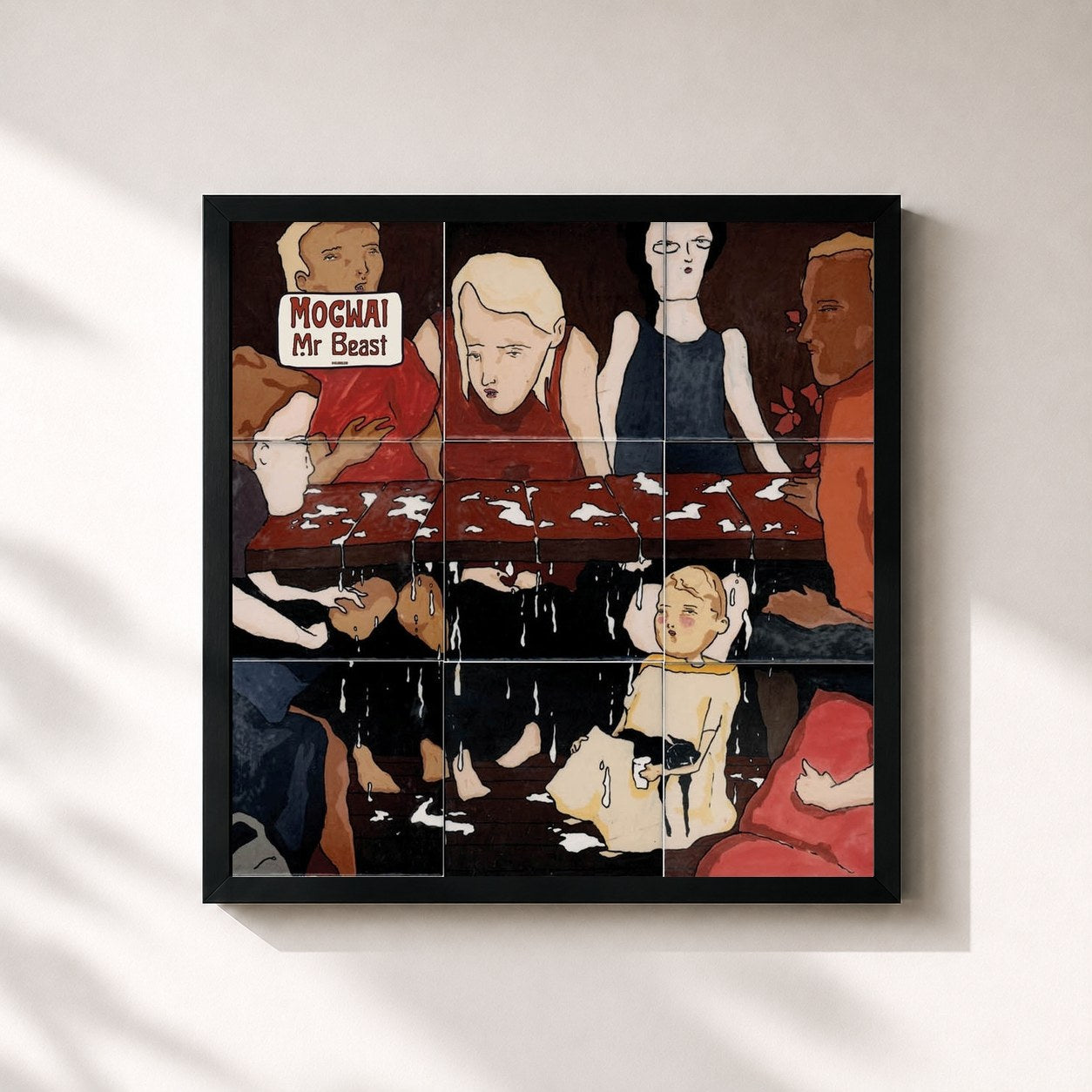 #noir Tableau carré de l'album Mr. Beast de Mogwai, cadre noir 32x32 cm