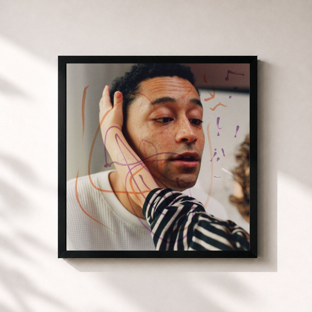 #noir Tableau carré de l'album hopefully ! de Loyle Carner, cadre noir 32x32 cm