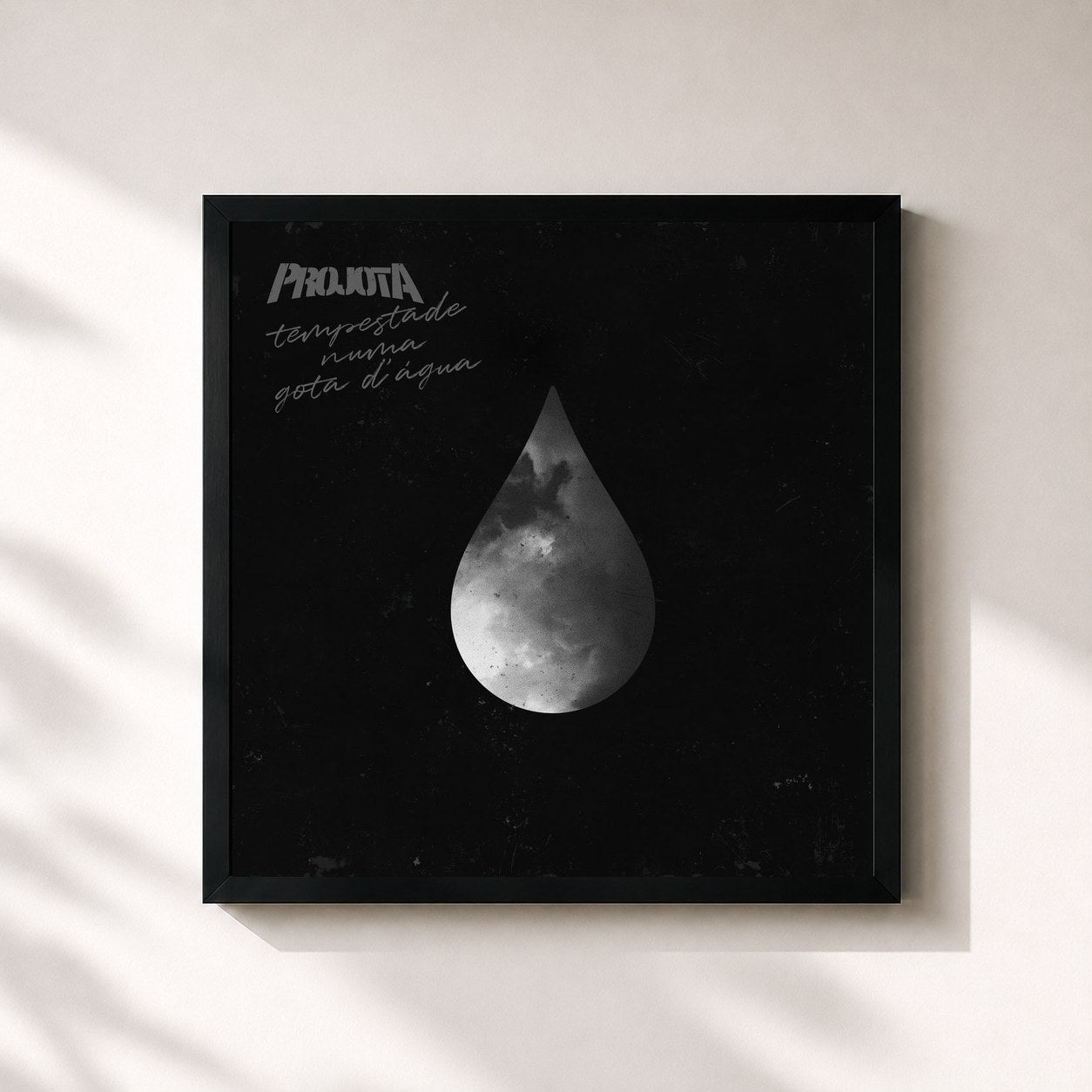 #noir Tableau carré de l'album Tempestade Numa Gota D'Água de Projota, cadre noir 32x32 cm