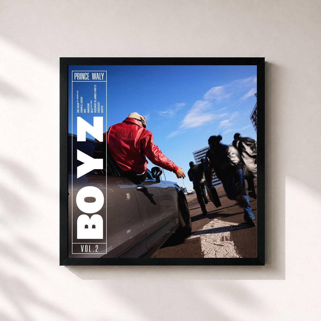 #noir Tableau carré de l'album BO Y Z Vol.2 de Prince Waly, cadre noir 32x32 cm