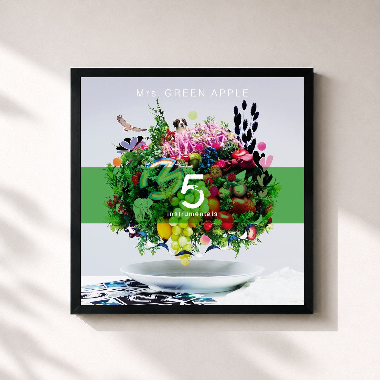 #noir Tableau carré de l'album 5 -Instrumentals- de Mrs. Green Apple, cadre noir 32x32 cm