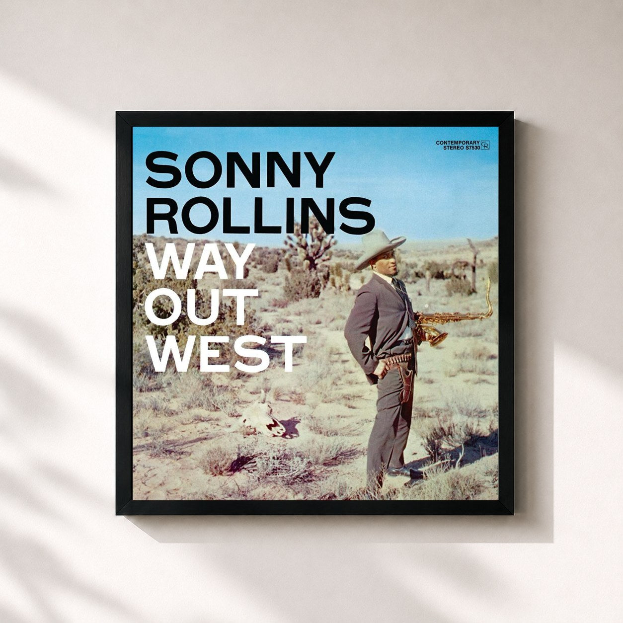 #noir Tableau carré de l'album Way Out West (OJC Remaster) de Sonny Rollins, cadre noir 32x32 cm