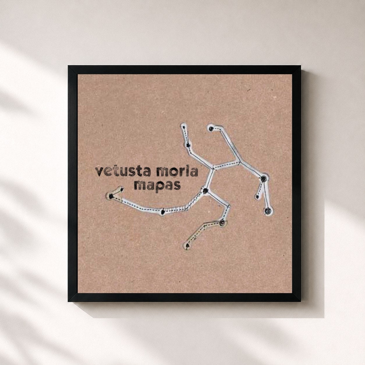 #noir Tableau carré de l'album Mapas de Vetusta Morla, cadre noir 32x32 cm