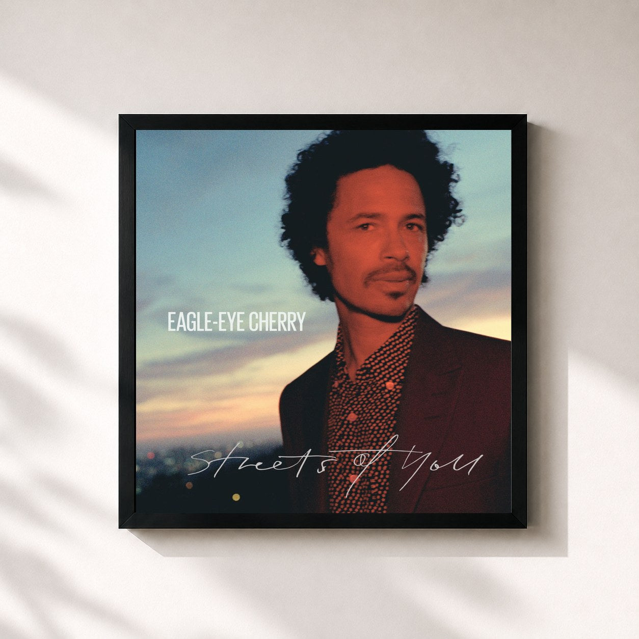 #noir Tableau carré de l'album Streets of You de Eagle-Eye Cherry, cadre noir 32x32 cm