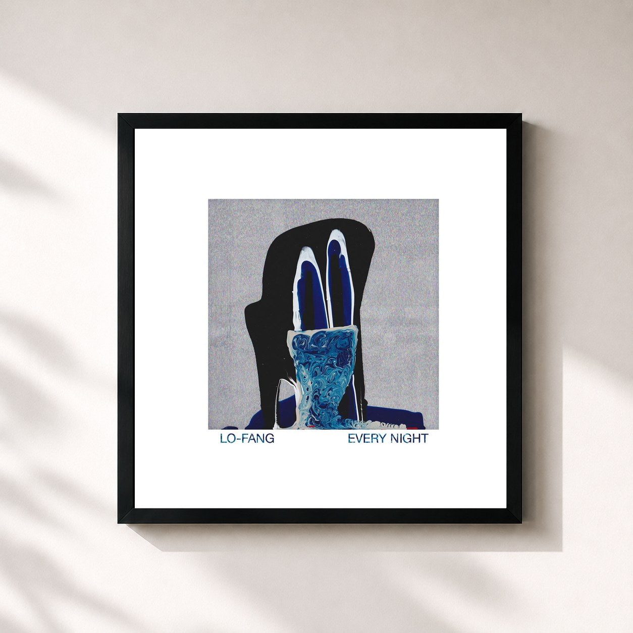 #noir Tableau carré de l'album Every Night de Lo-Fang, cadre noir 32x32 cm