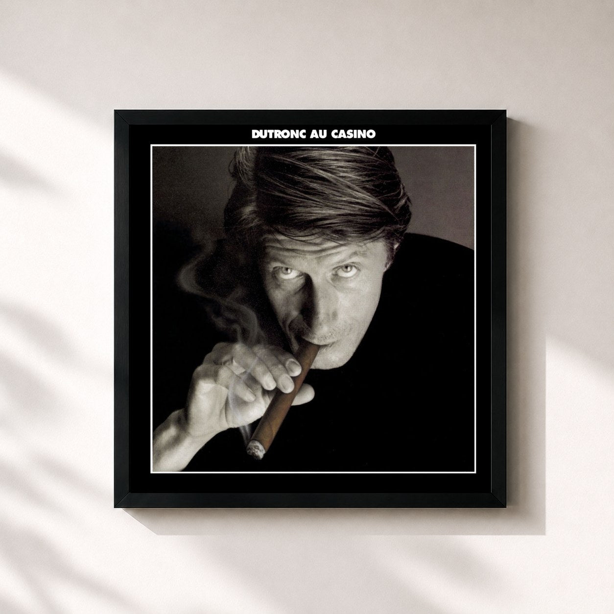 #noir Tableau carré de l'album Dutronc au Casino de Jacques Dutronc, cadre noir 32x32 cm