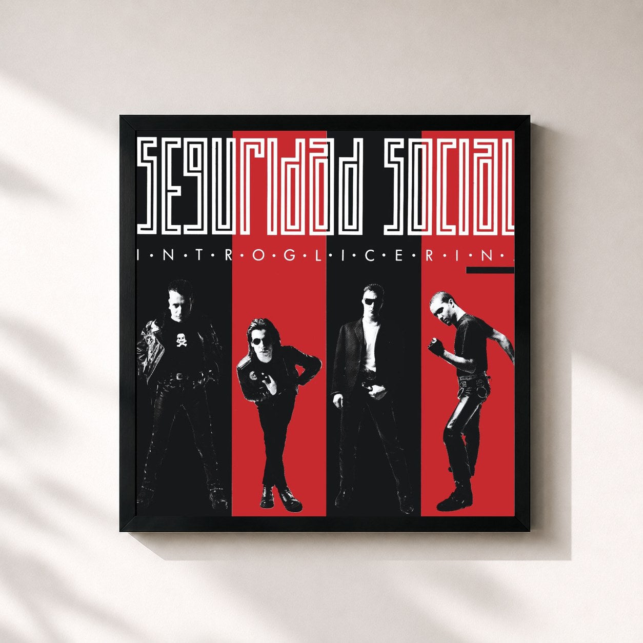 #noir Tableau carré de l'album Introglicerina de Seguridad Social, cadre noir 32x32 cm