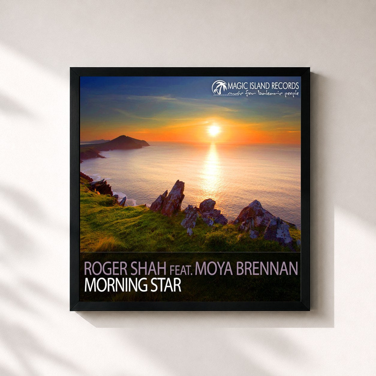 #noir Tableau carré de l'album Morning Star de Roger Shah, cadre noir 32x32 cm