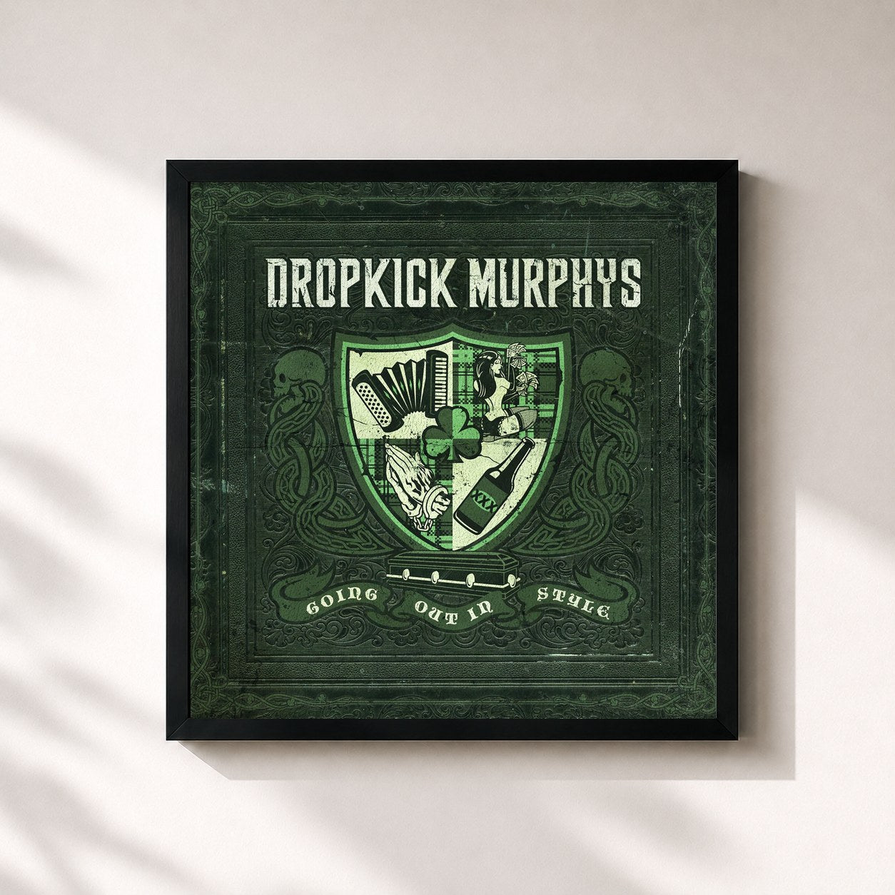 #noir Tableau carré de l'album Going Out In Style de Dropkick Murphys, cadre noir 32x32 cm