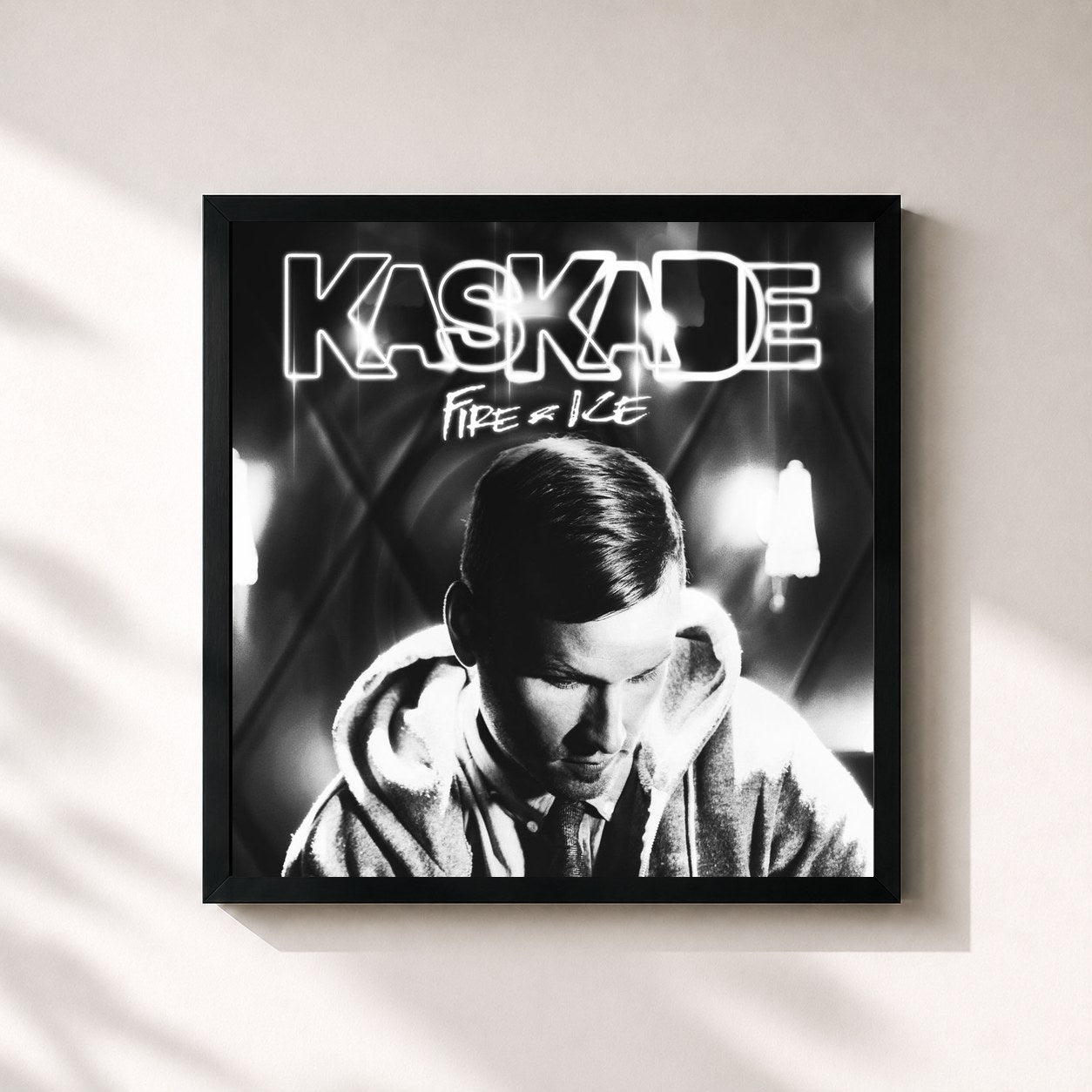 #noir Tableau carré de l'album Fire & Ice v3 de Kaskade, cadre noir 32x32 cm