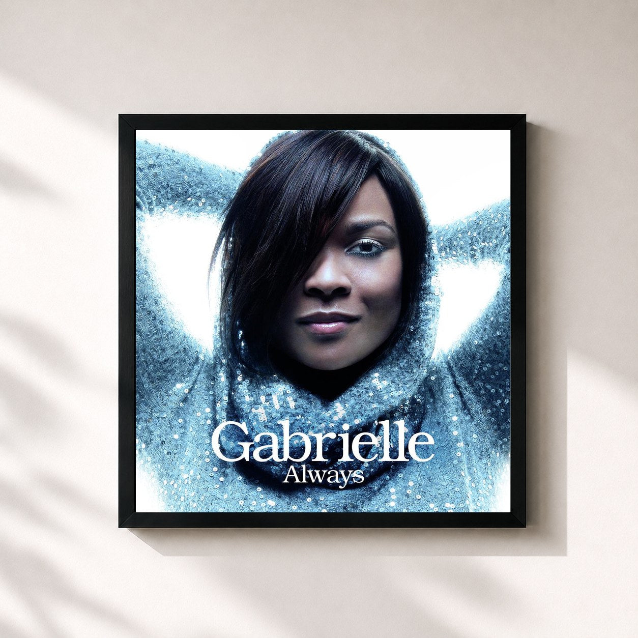 #noir Tableau carré de l'album Always de Gabrielle, cadre noir 32x32 cm