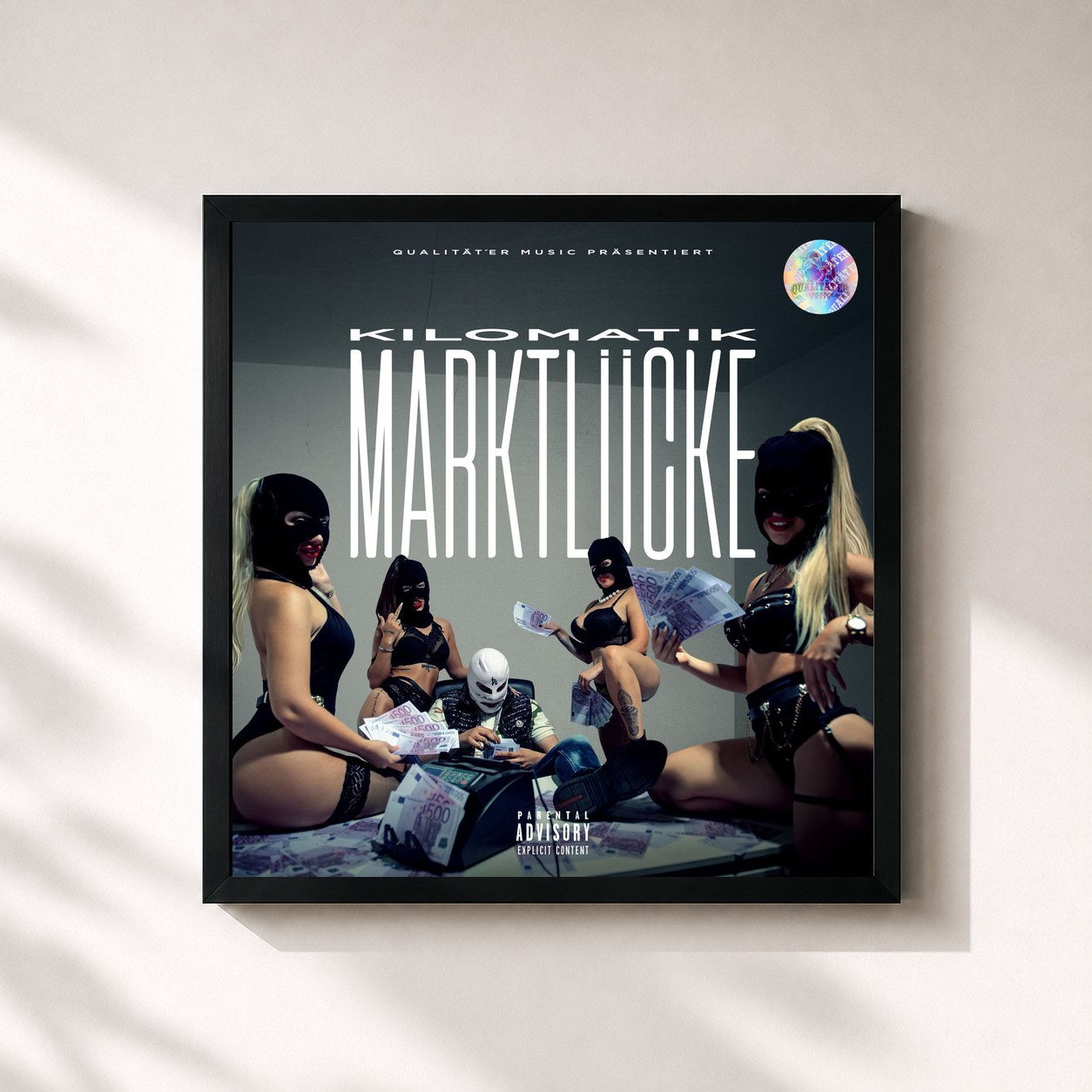 #noir Tableau carré de l'album MARKTLÜCKE de Kilomatik, cadre noir 32x32 cm