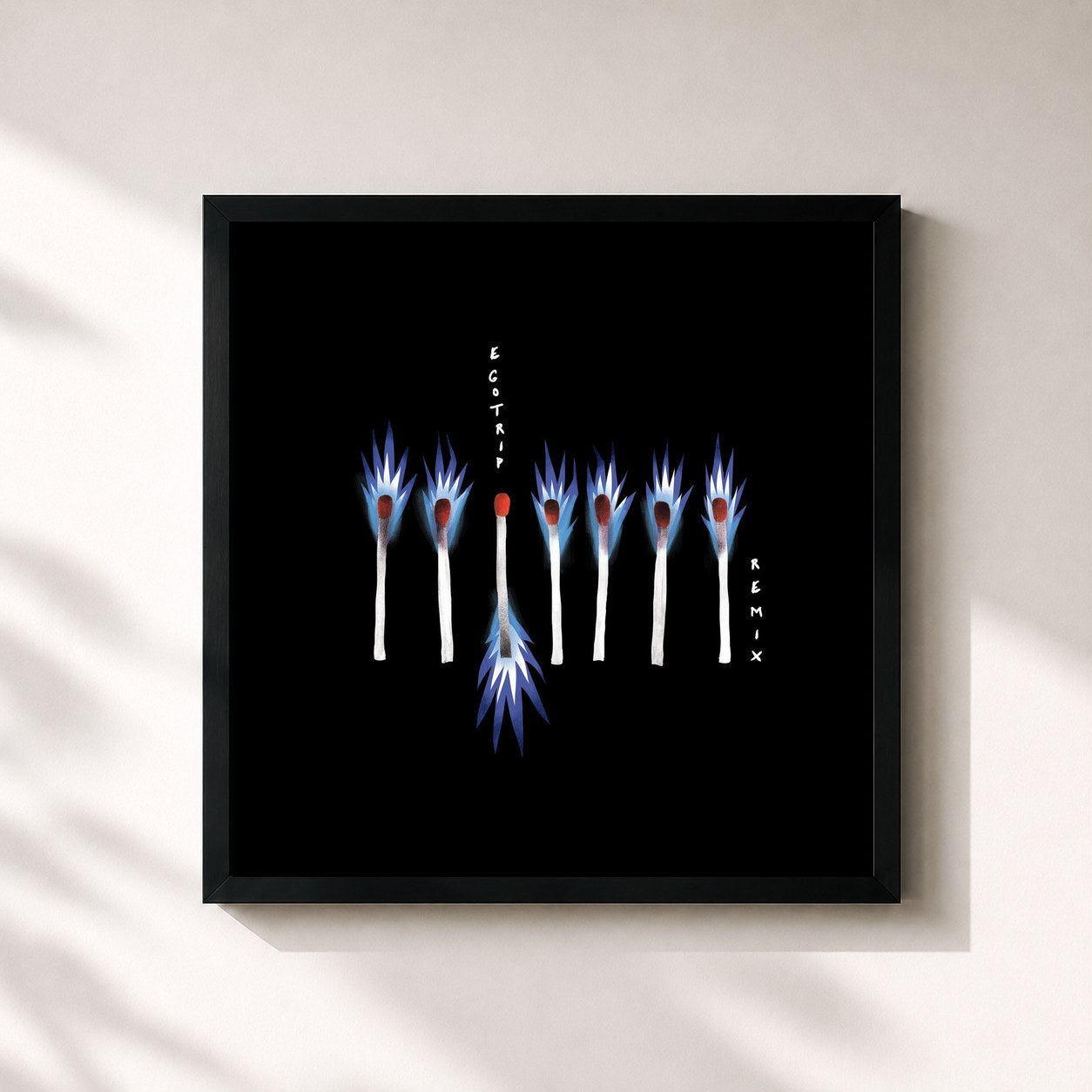 #noir Tableau carré de l'album Egotrip (Remix) de Chefket, cadre noir 32x32 cm