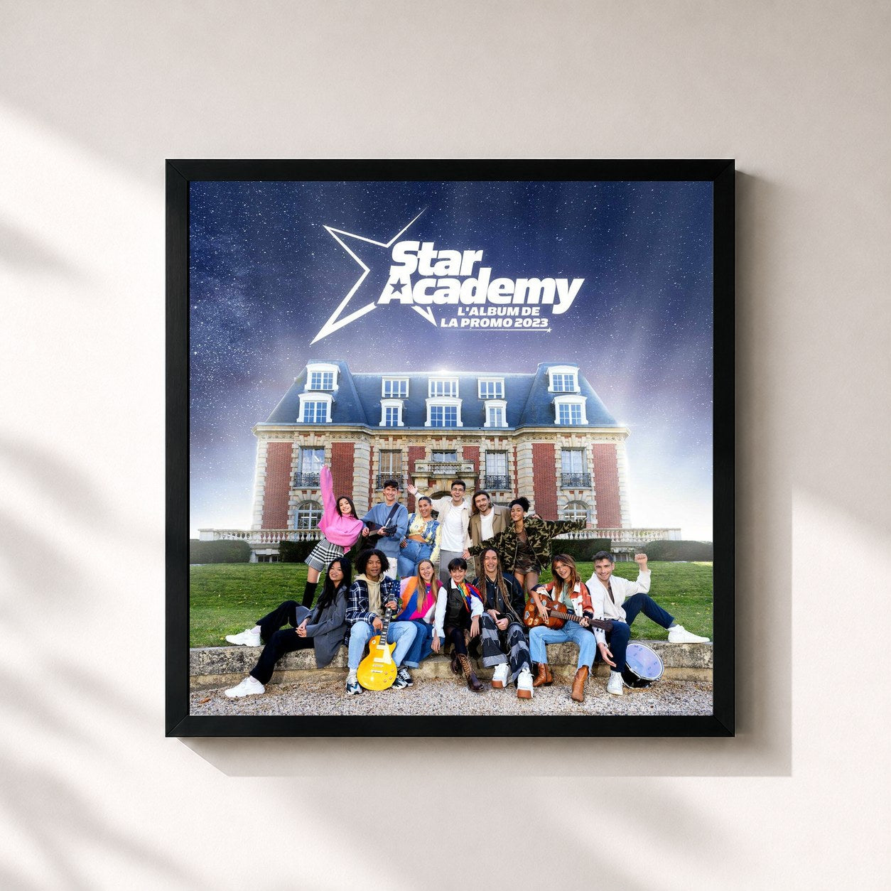 #noir Tableau carré de l'album L'album de la promo 2023 de Star Academy, cadre noir 32x32 cm