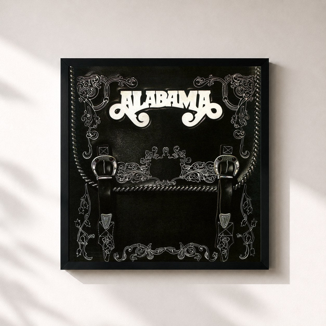#noir Tableau carré de l'album Feels So Right de Alabama, cadre noir 32x32 cm