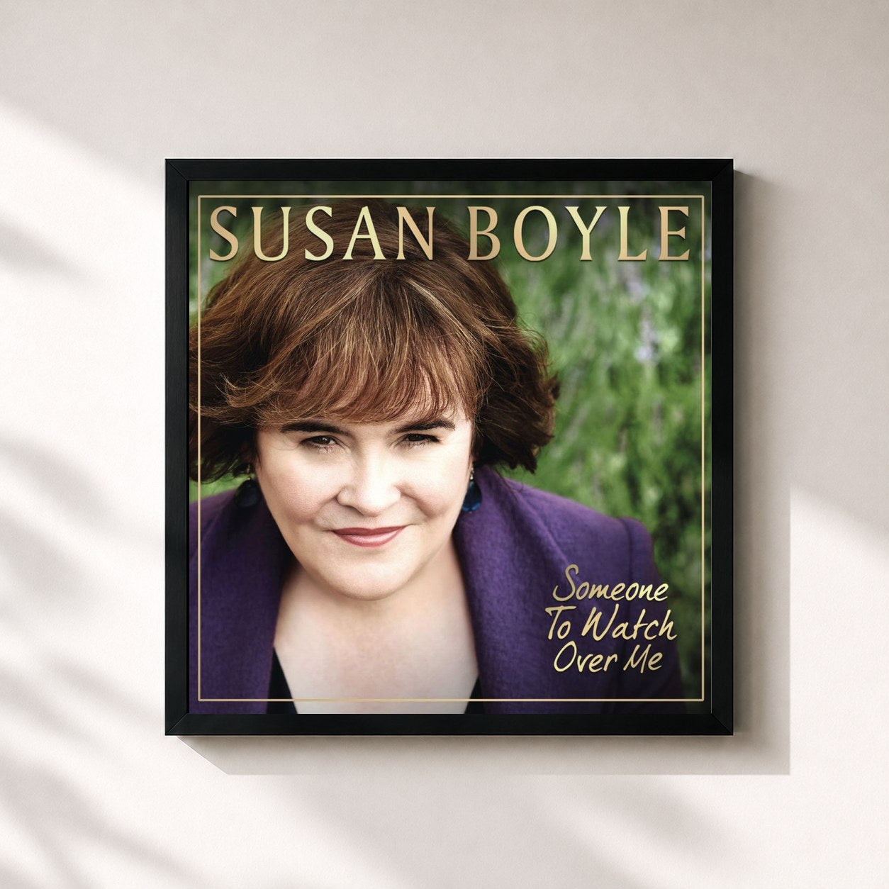 #noir Tableau carré de l'album Someone to Watch Over Me de Susan Boyle, cadre noir 32x32 cm