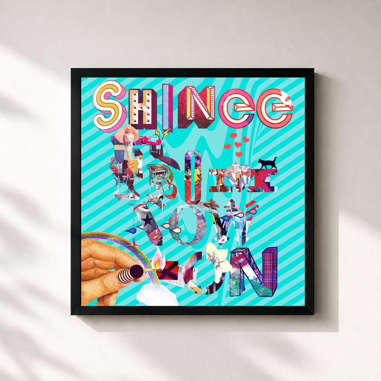 #noir Tableau carré de l'album From Now On - EP de SHINee, cadre noir 32x32 cm