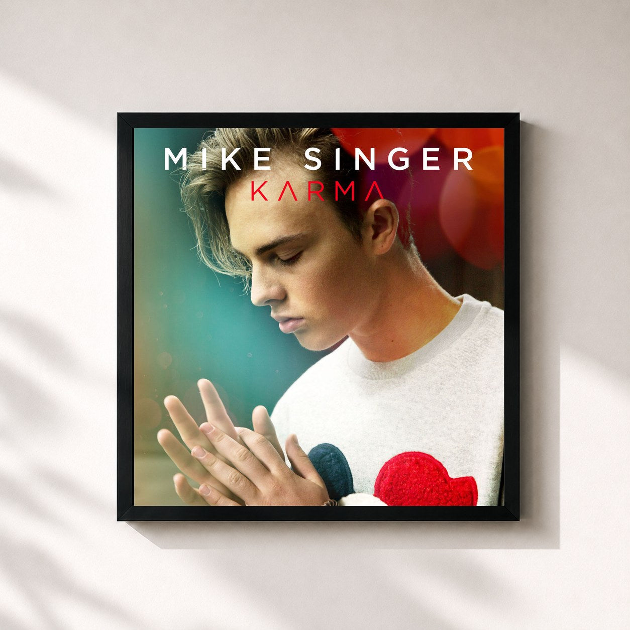 #noir Tableau carré de l'album Karma (Deluxe Edition) de Mike Singer, cadre noir 32x32 cm