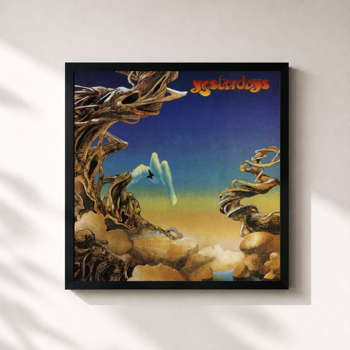 #noir Tableau carré de l'album Yesterdays de Yes, cadre noir 32x32 cm