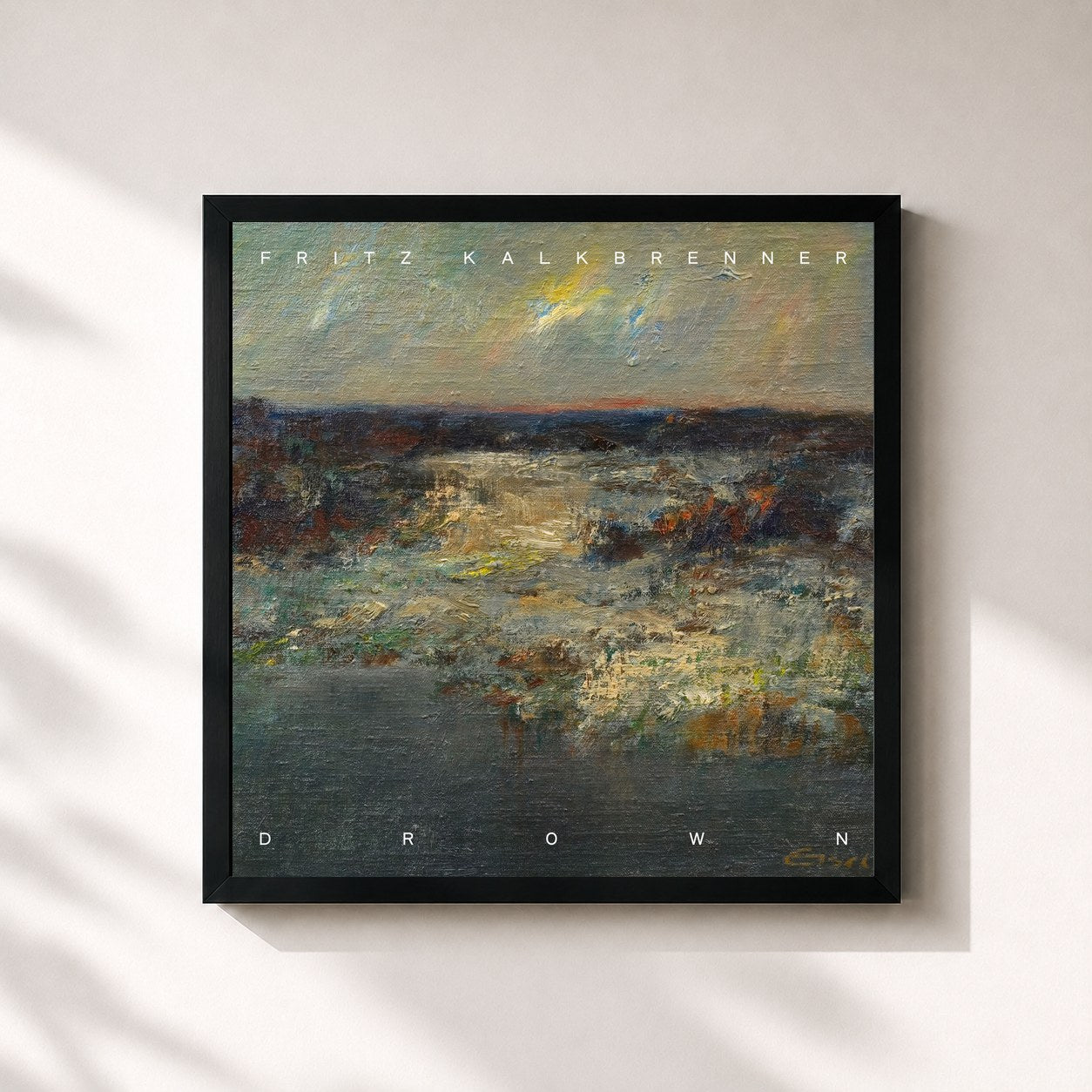 #noir Tableau carré de l'album Drown de Fritz Kalkbrenner, cadre noir 32x32 cm