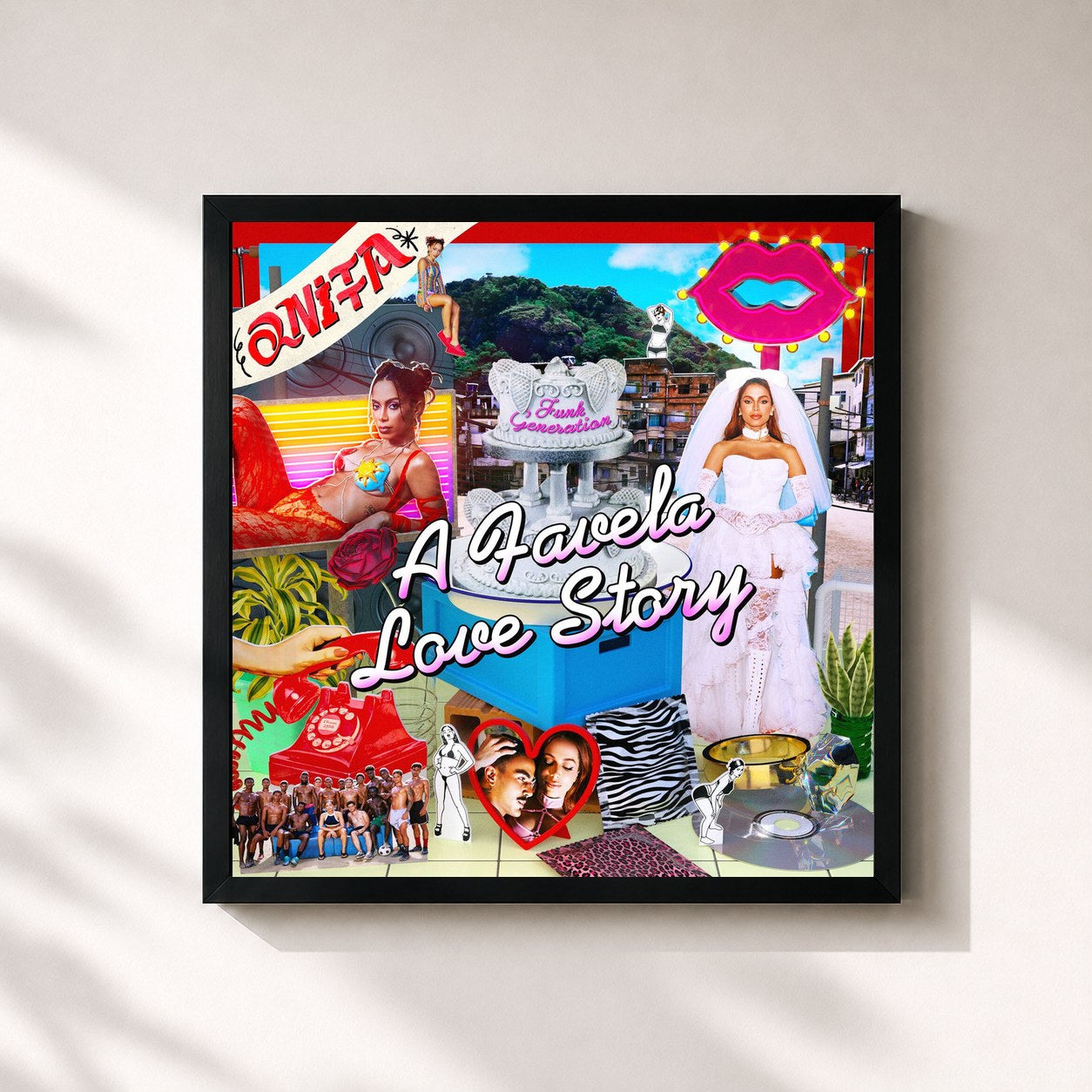 #noir Tableau carré de l'album Funk Generation: A Favela Love Story de Anitta, cadre noir 32x32 cm