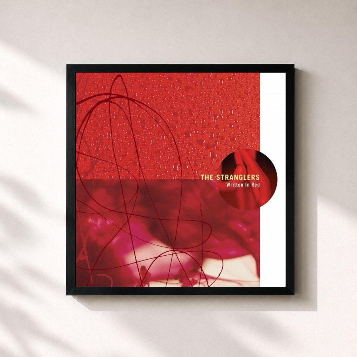 #noir Tableau carré de l'album Written in Red de The Stranglers, cadre noir 32x32 cm