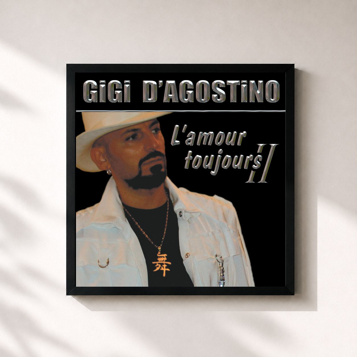 #noir Tableau carré de l'album L'Amour Toujours II de Gigi D'Agostino, cadre noir 32x32 cm