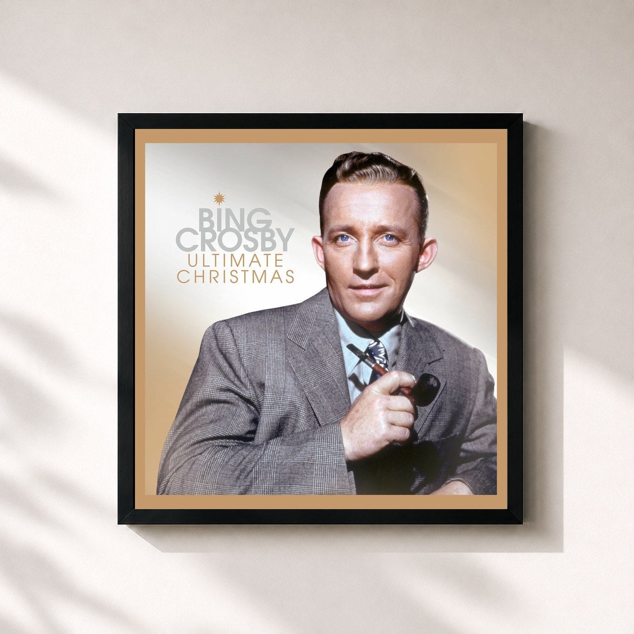 #noir Tableau carré de l'album Ultimate Christmas (Deluxe Edition) de Bing Crosby, cadre noir 32x32 cm