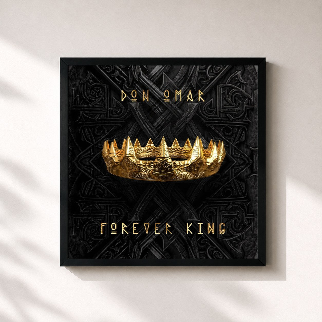 #noir Tableau carré de l'album FOREVER KING de Don Omar, cadre noir 32x32 cm
