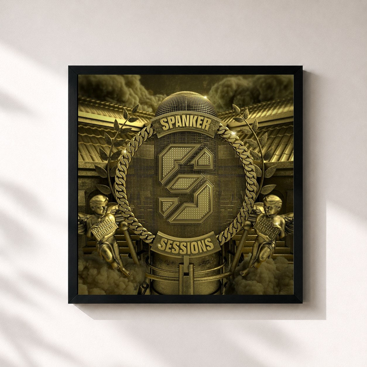 #noir Tableau carré de l'album Spanker Sessions de Spanker, cadre noir 32x32 cm