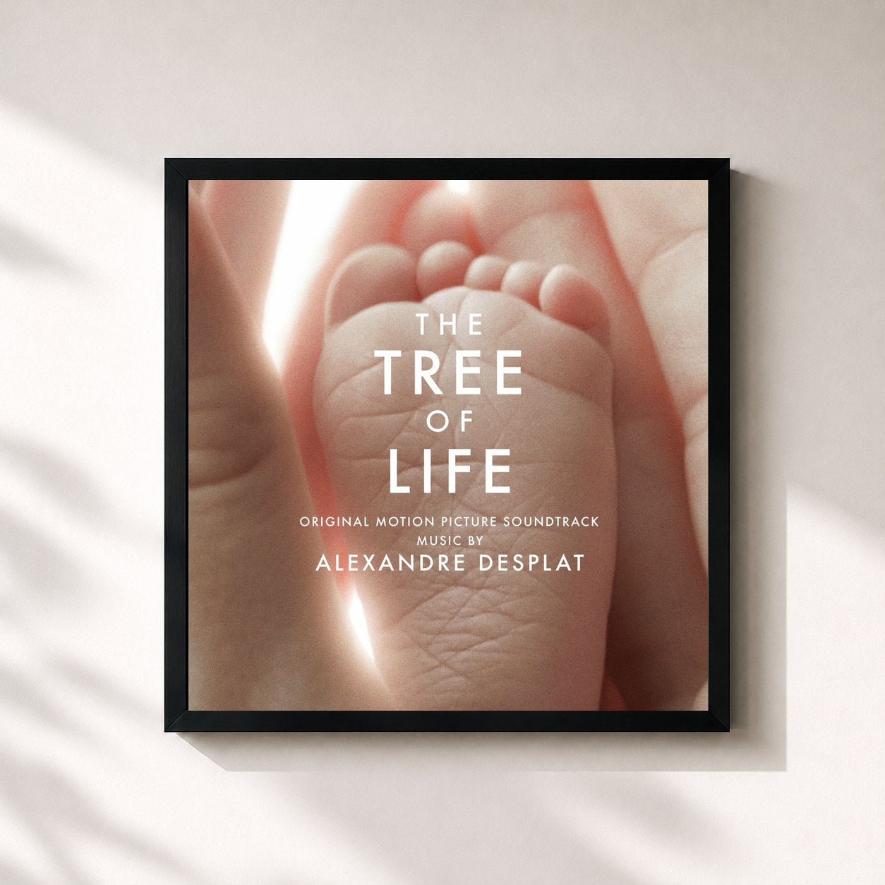 #noir Tableau carré de l'album The Tree of Life (Original Motion Picture Soundtrack) de Alexandre Desplat, cadre noir 32x32 cm