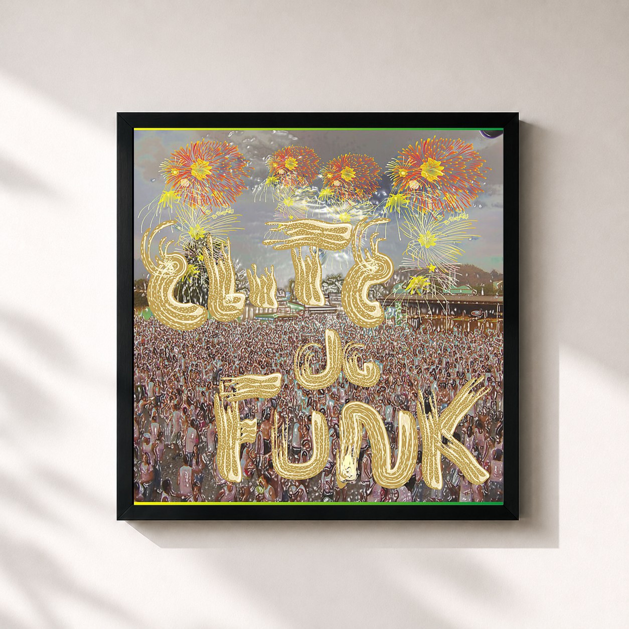 #noir Tableau carré de l'album Elite do Funk 1 de MC Marcinho, cadre noir 32x32 cm