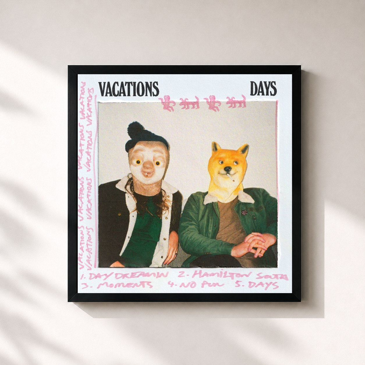 #noir Tableau carré de l'album Days de Vacations, cadre noir 32x32 cm