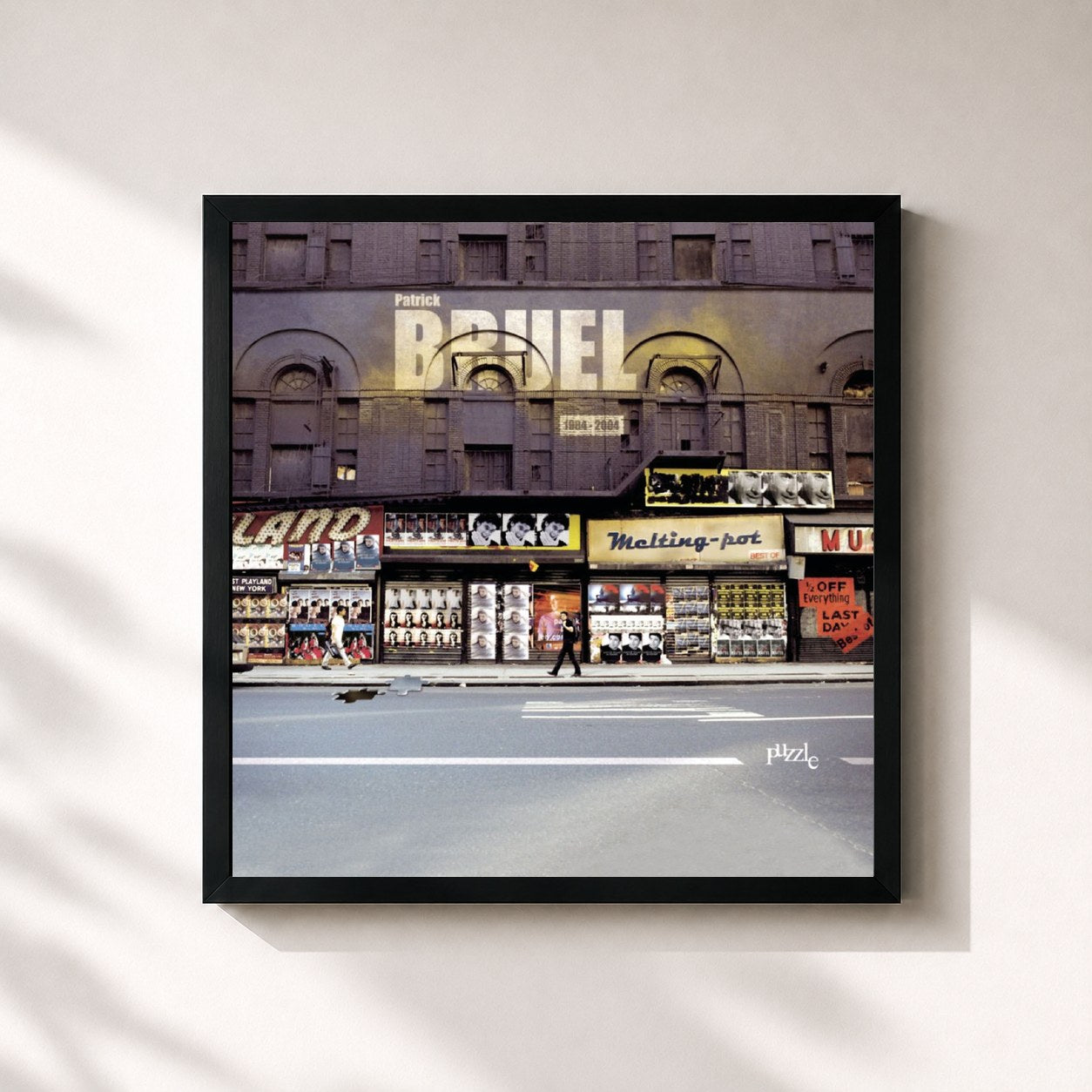 #noir Tableau carré de l'album Puzzle de Patrick Bruel, cadre noir 32x32 cm