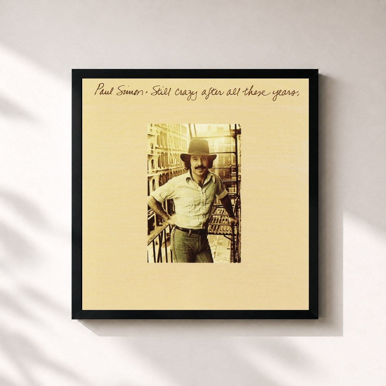 #noir Tableau carré de l'album Still Crazy After All These Years de Paul Simon, cadre noir 32x32 cm