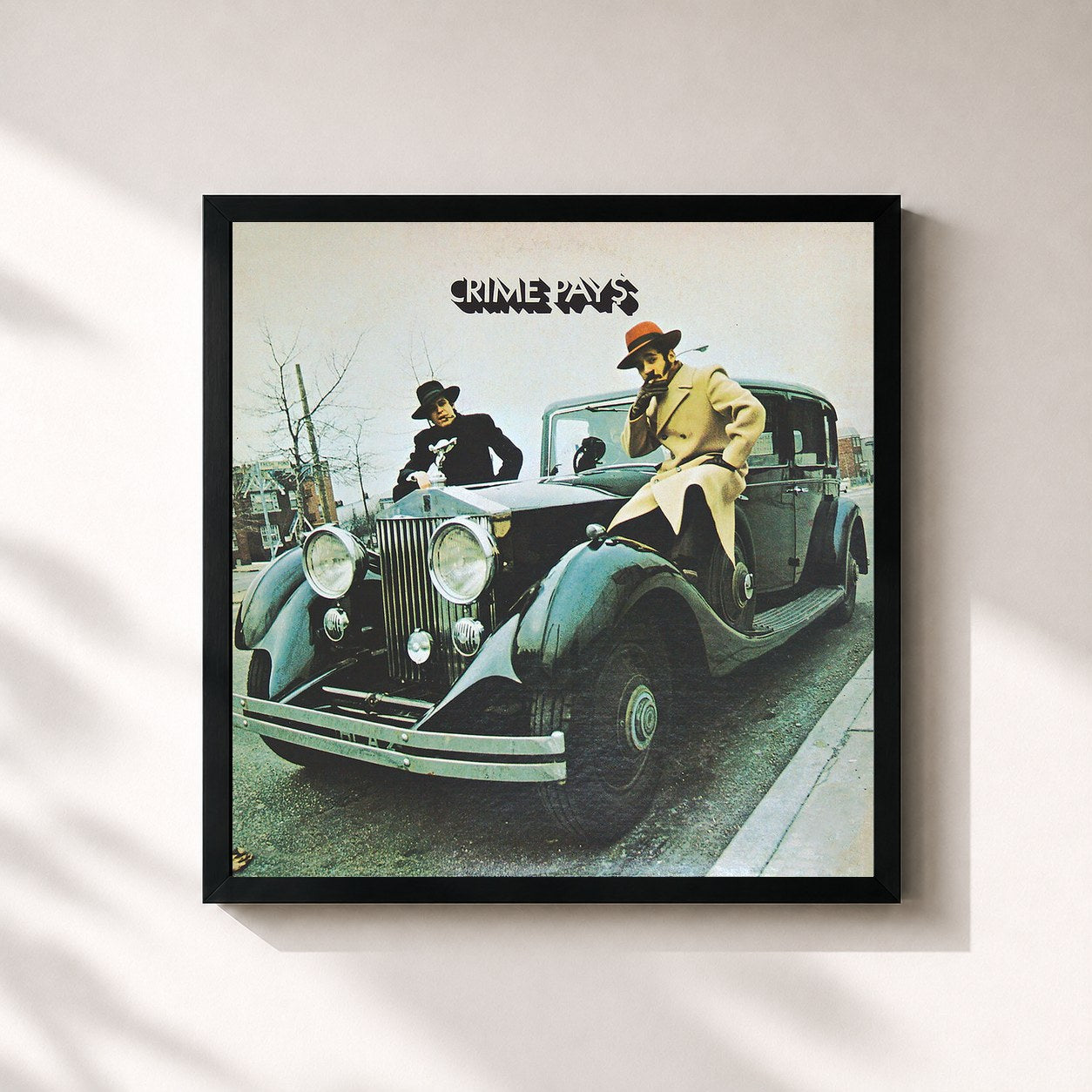 #noir Tableau carré de l'album Crime Pays de Willie Colón, cadre noir 32x32 cm