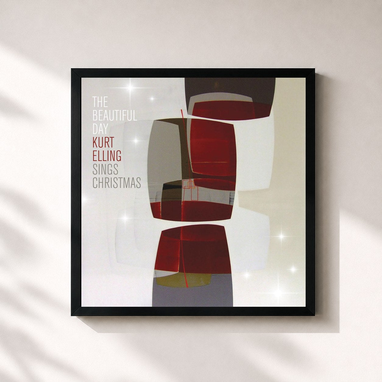 #noir Tableau carré de l'album The Beautiful Day de Kurt Elling, cadre noir 32x32 cm