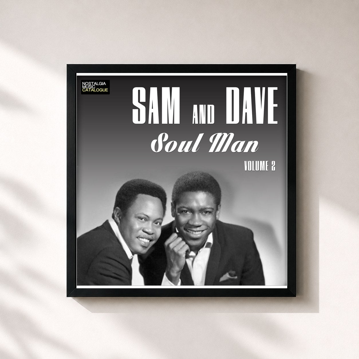 #noir Tableau carré de l'album Soul Man, Vol. 2 de Sam & Dave, cadre noir 32x32 cm