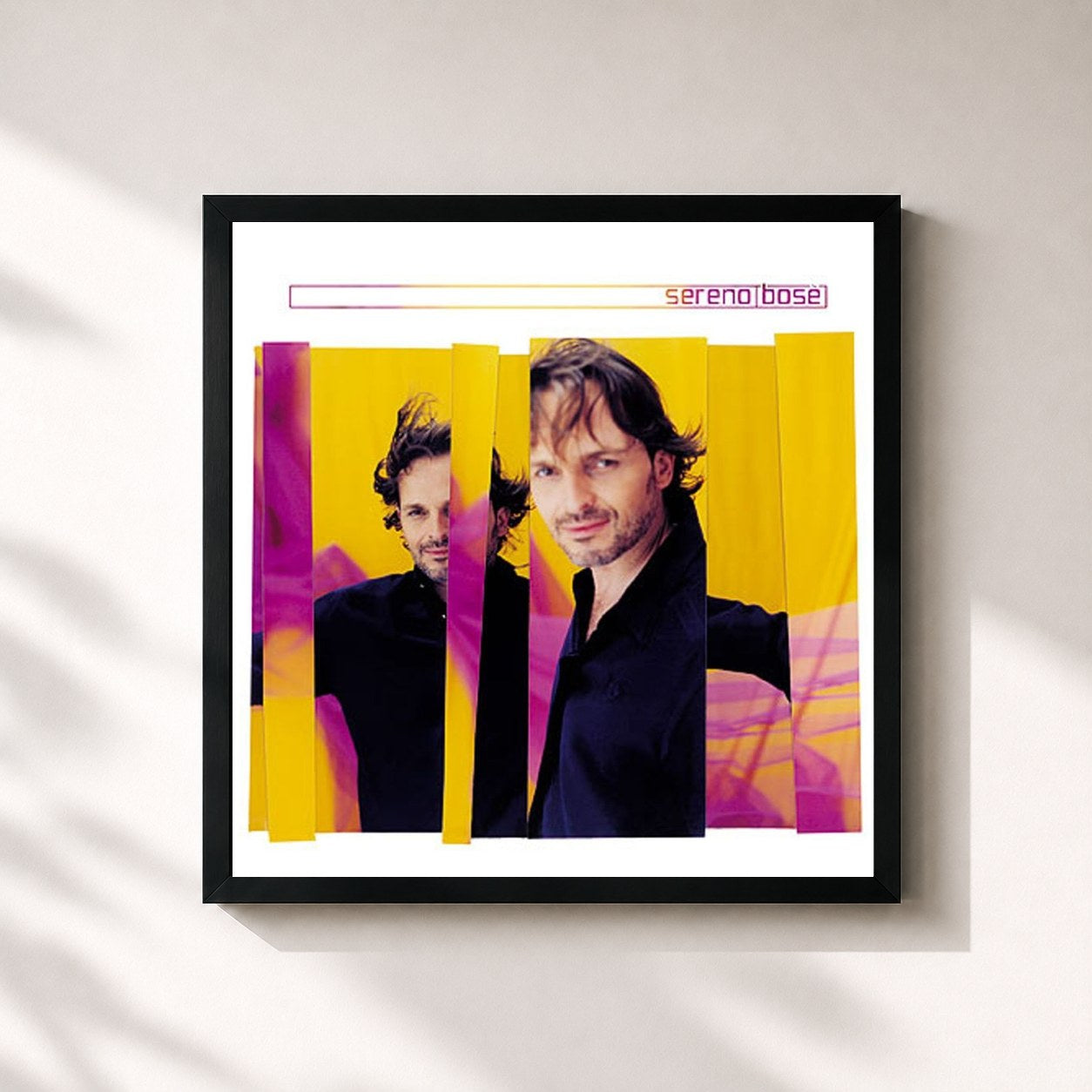 #noir Tableau carré de l'album Sereno de Miguel Bosé, cadre noir 32x32 cm