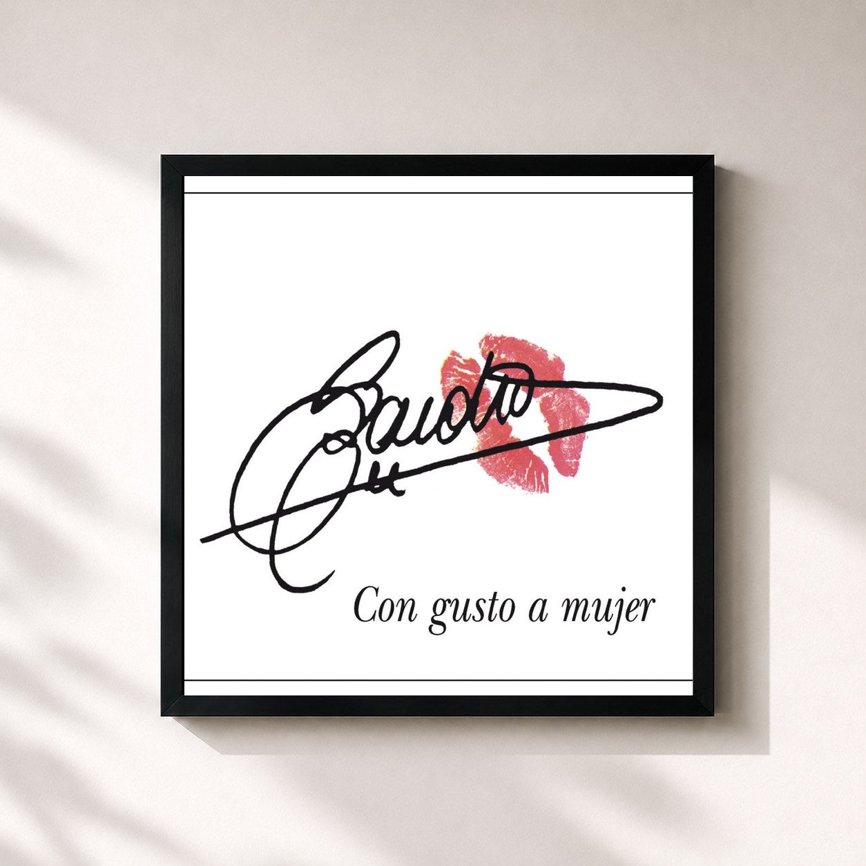 #noir Tableau carré de l'album Con Gusto A Mujer de Sandro, cadre noir 32x32 cm