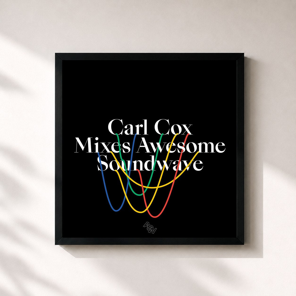 #noir Tableau carré de l'album Carl Cox Mixes Awesome Soundwave de Carl Cox, cadre noir 32x32 cm