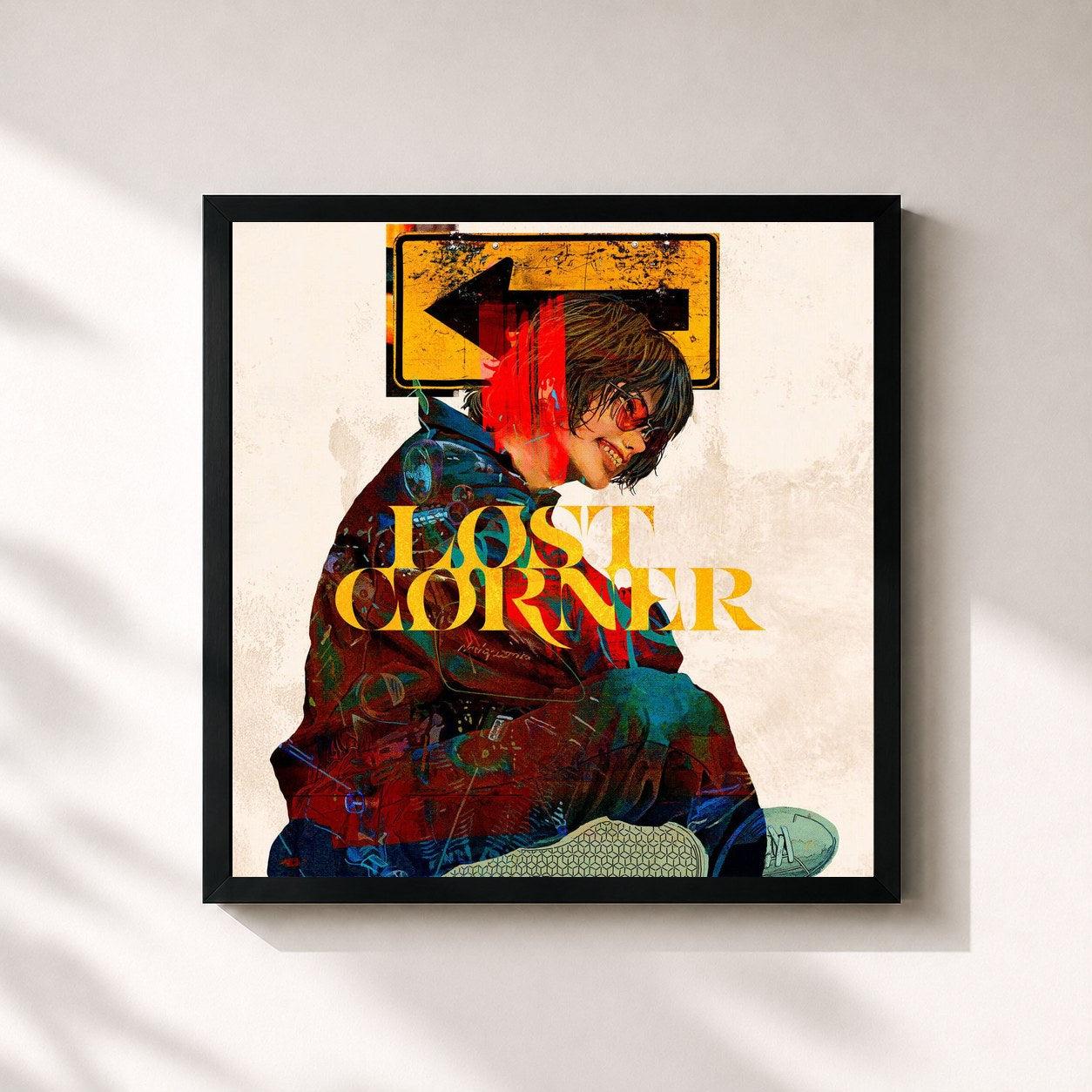 #noir Tableau carré de l'album LOST CORNER de Kenshi Yonezu, cadre noir 32x32 cm